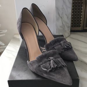 J Crew Elsie suede D’orsay pumps heron grey 9